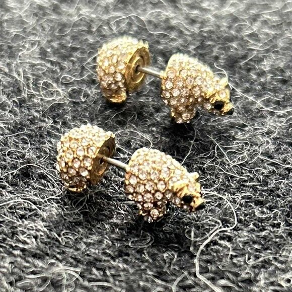 Kate Spade Gold & Crystal Arctic Friends Polar Bear Pavé Collectible Earrings - Picture 6 of 6